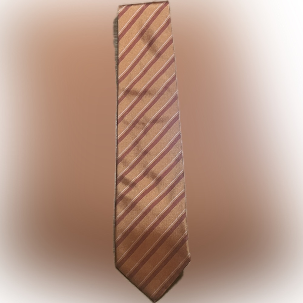 Zadi Andrew’s Tie Made in Italy Silk Orange Gold Striped Mens Necktie